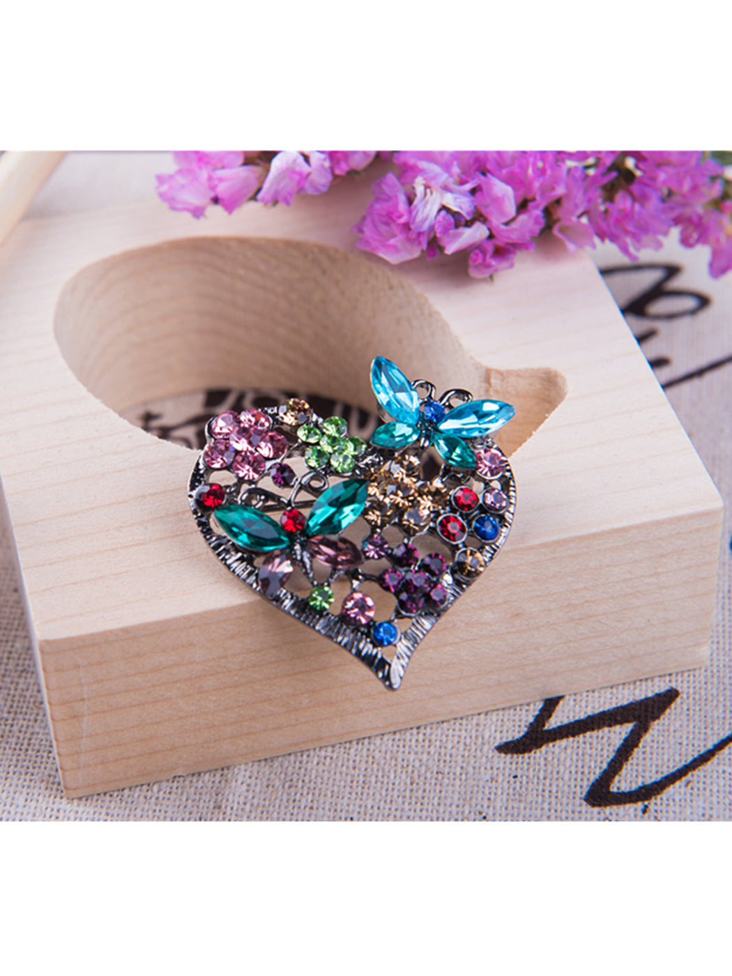 Floral Insect Butterfly Love Flower Heart Brooch Pin