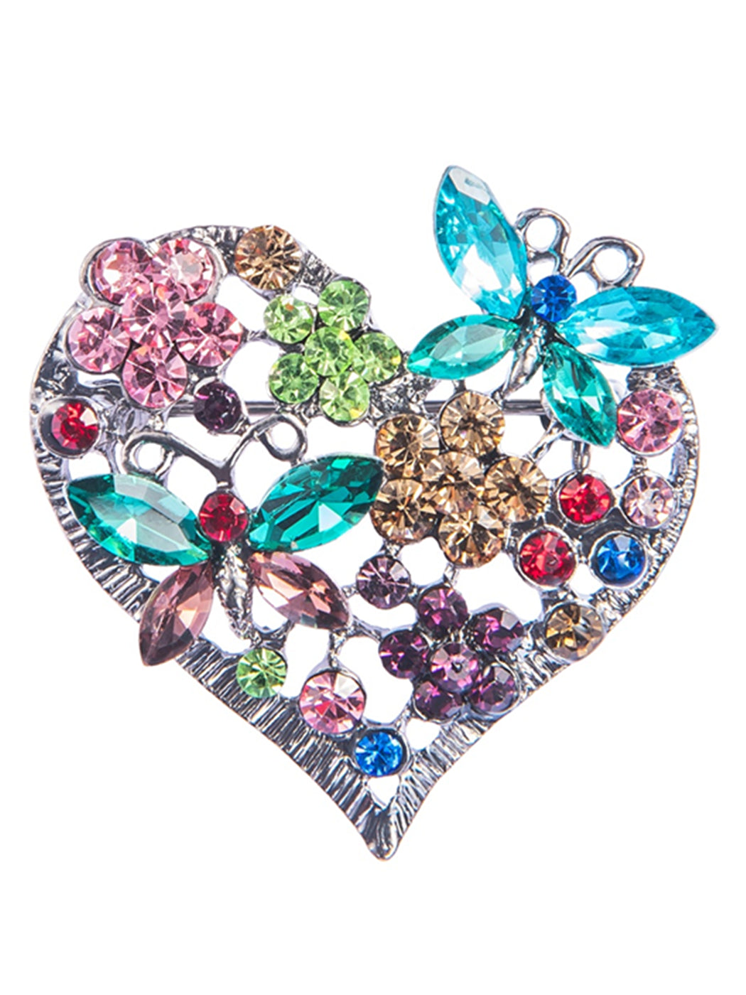 Floral Insect Butterfly Love Flower Heart Brooch Pin