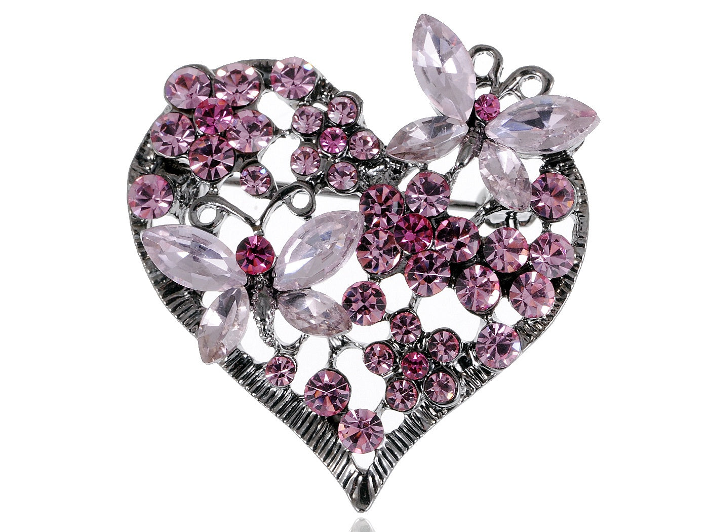 Floral Insect Butterfly Love Flower Heart Brooch Pin