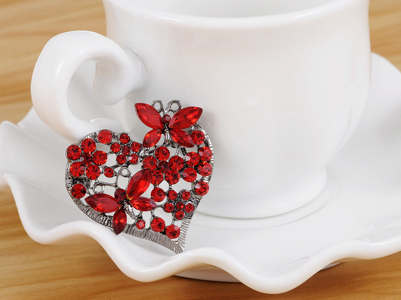 Floral Insect Butterfly Love Flower Heart Brooch Pin