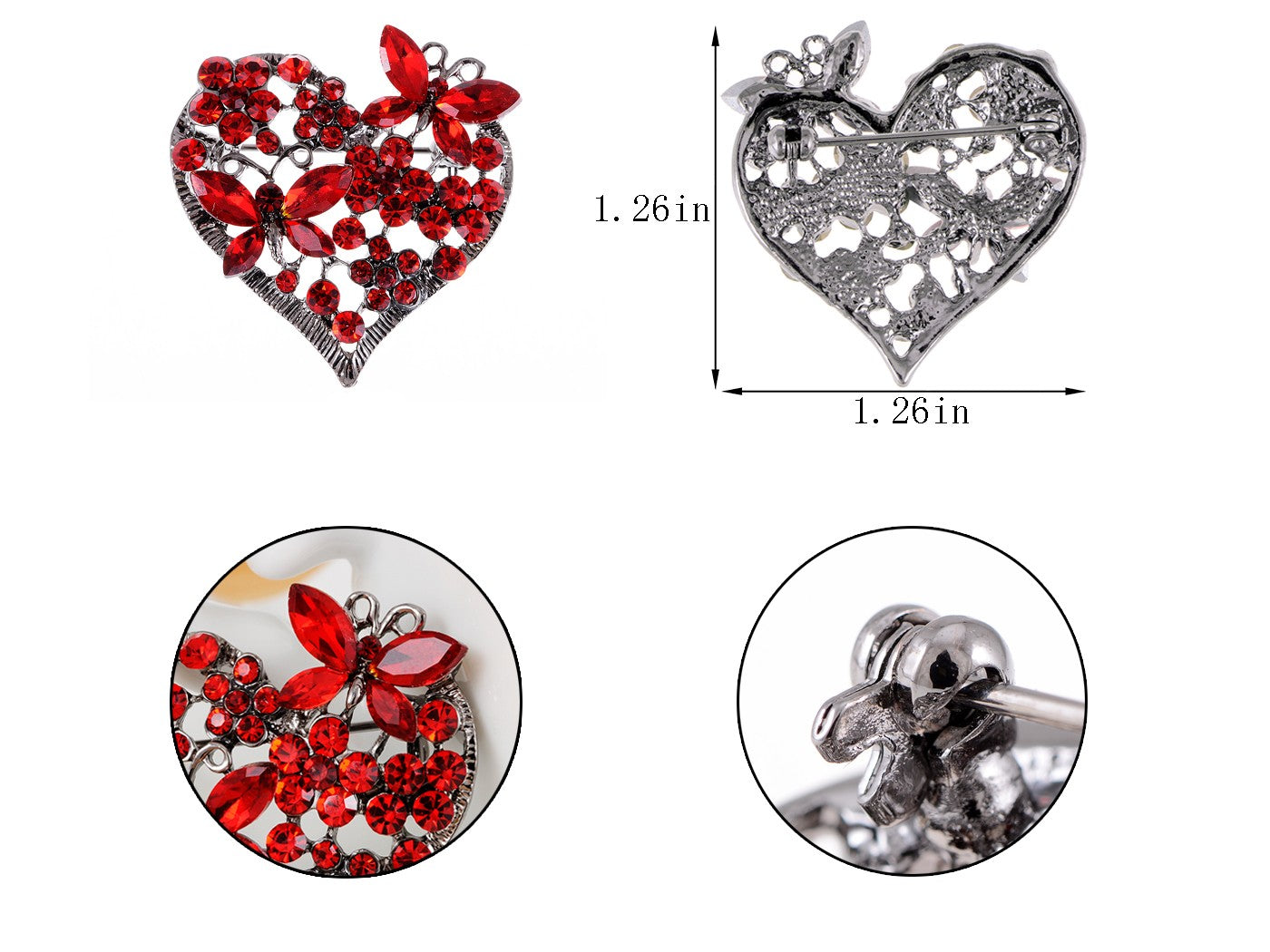 Floral Insect Butterfly Love Flower Heart Brooch Pin