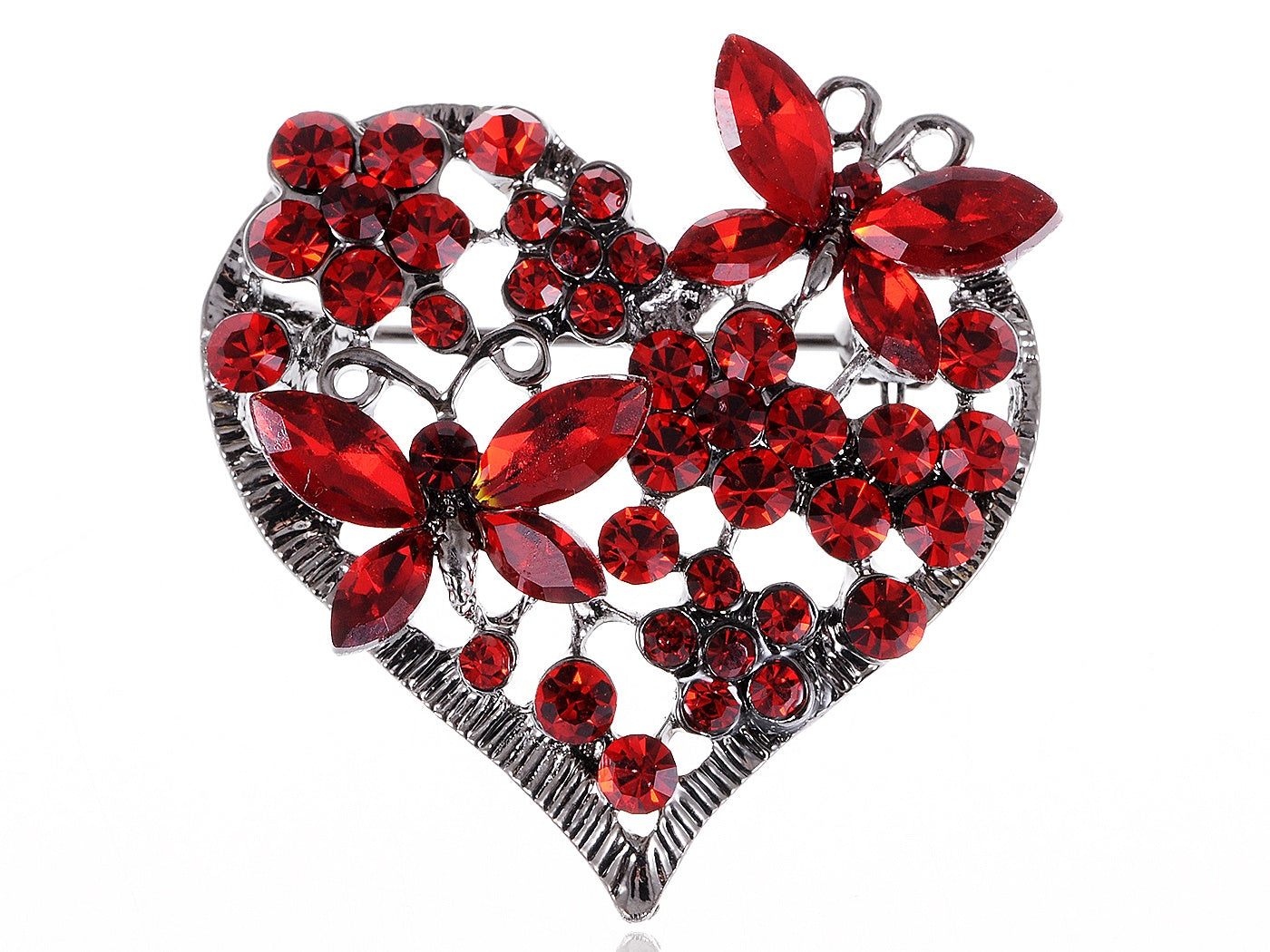 Floral Insect Butterfly Love Flower Heart Brooch Pin