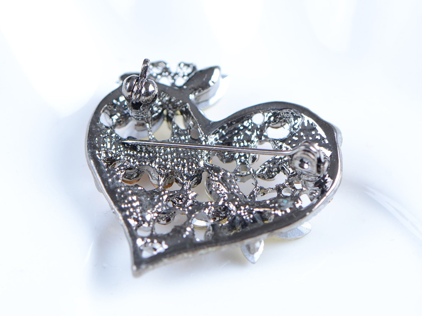 Floral Insect Butterfly Love Flower Heart Brooch Pin