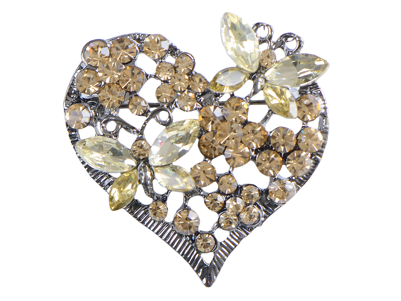 Floral Insect Butterfly Love Flower Heart Brooch Pin
