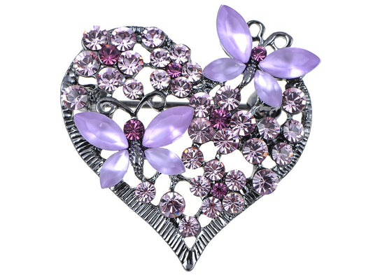 Floral Insect Butterfly Love Flower Heart Brooch Pin