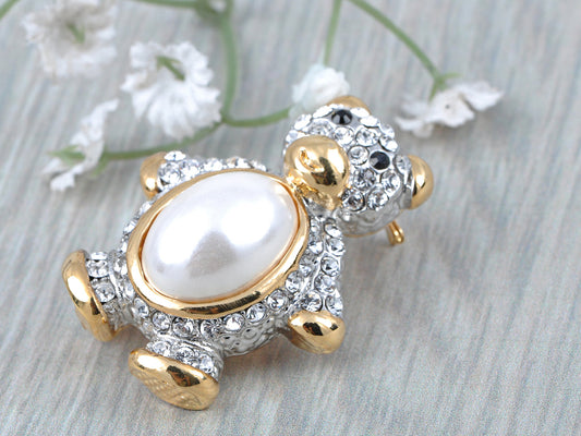 Pearl Teddy Bear Brooch Pin