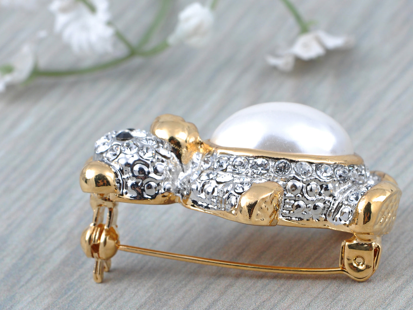 Pearl Teddy Bear Brooch Pin