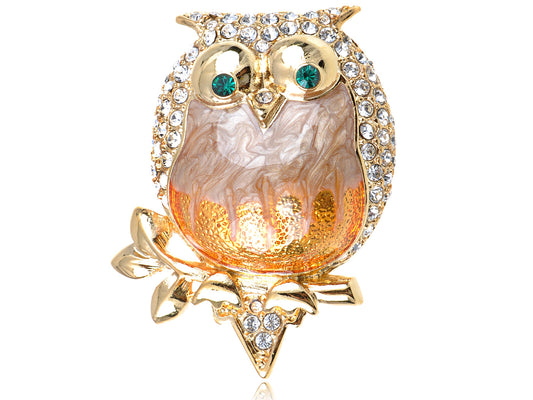 Elements Pearlescent Fat Chubby Grandpa Owl Bird Pin Brooch
