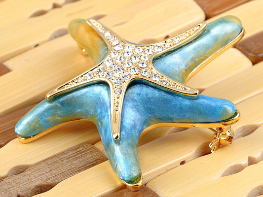 Elements Pearlescent Blue Green Dancin Sea Starfish Pin Brooch
