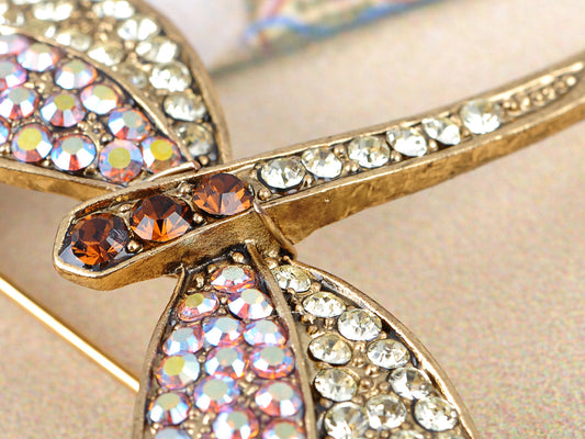 Iridescent Multi Colorful Dragonfly Brooch Pin