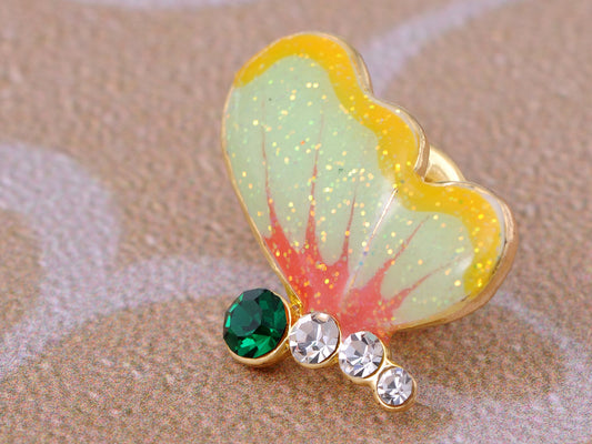 Mini Enamel Glitter Painted Winged Butterfly Pin Brooch
