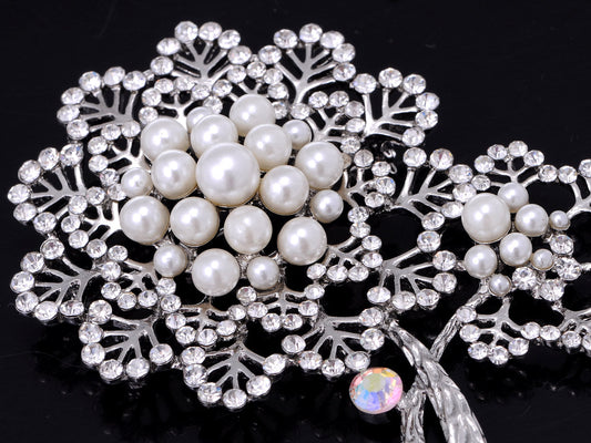 Pearl Two Dandelion Flowers Pin Brooch