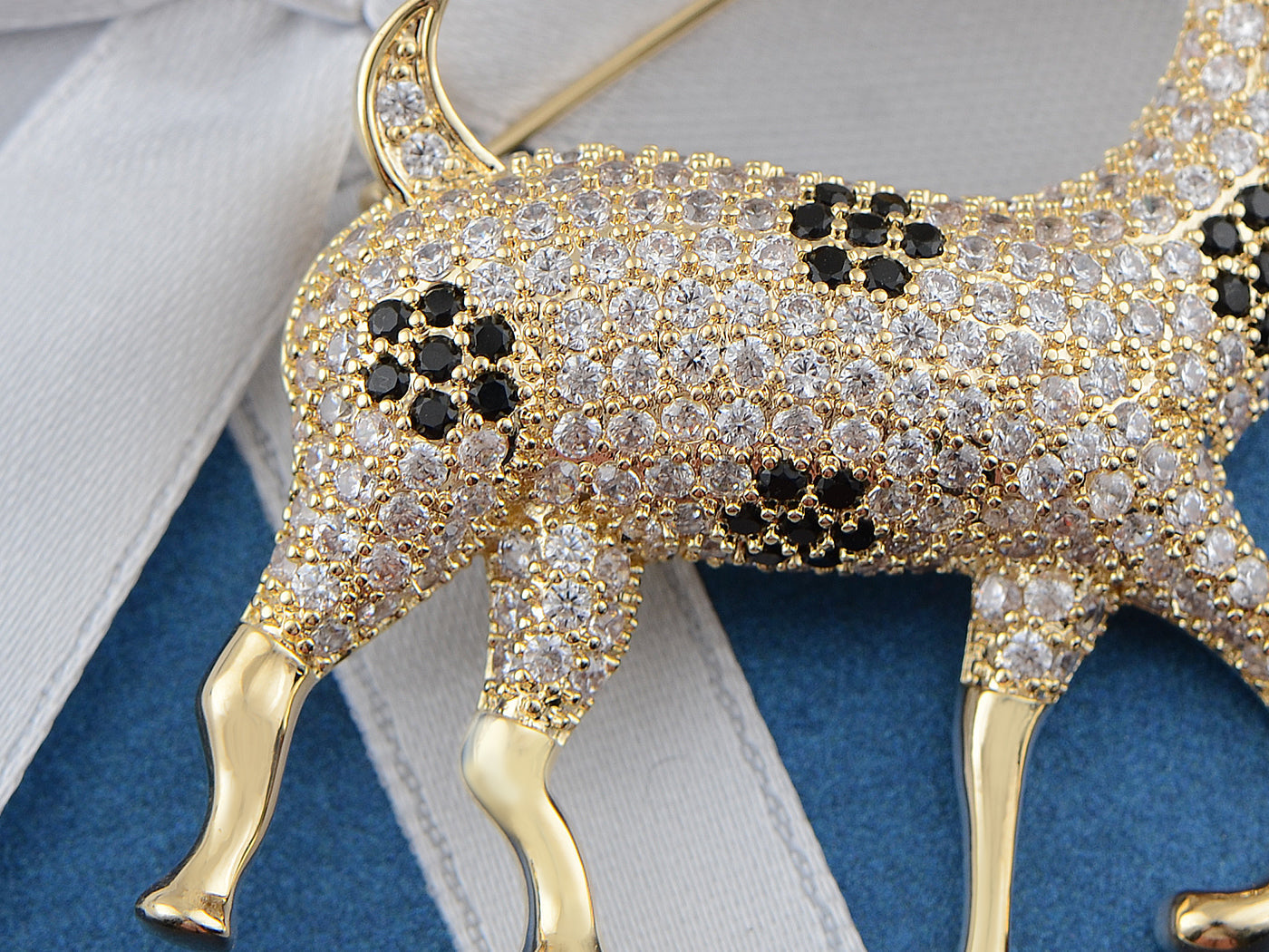 Cubic Zirconnia Copper Plated Christmas Deer Animal Jewelry Pin Brooch