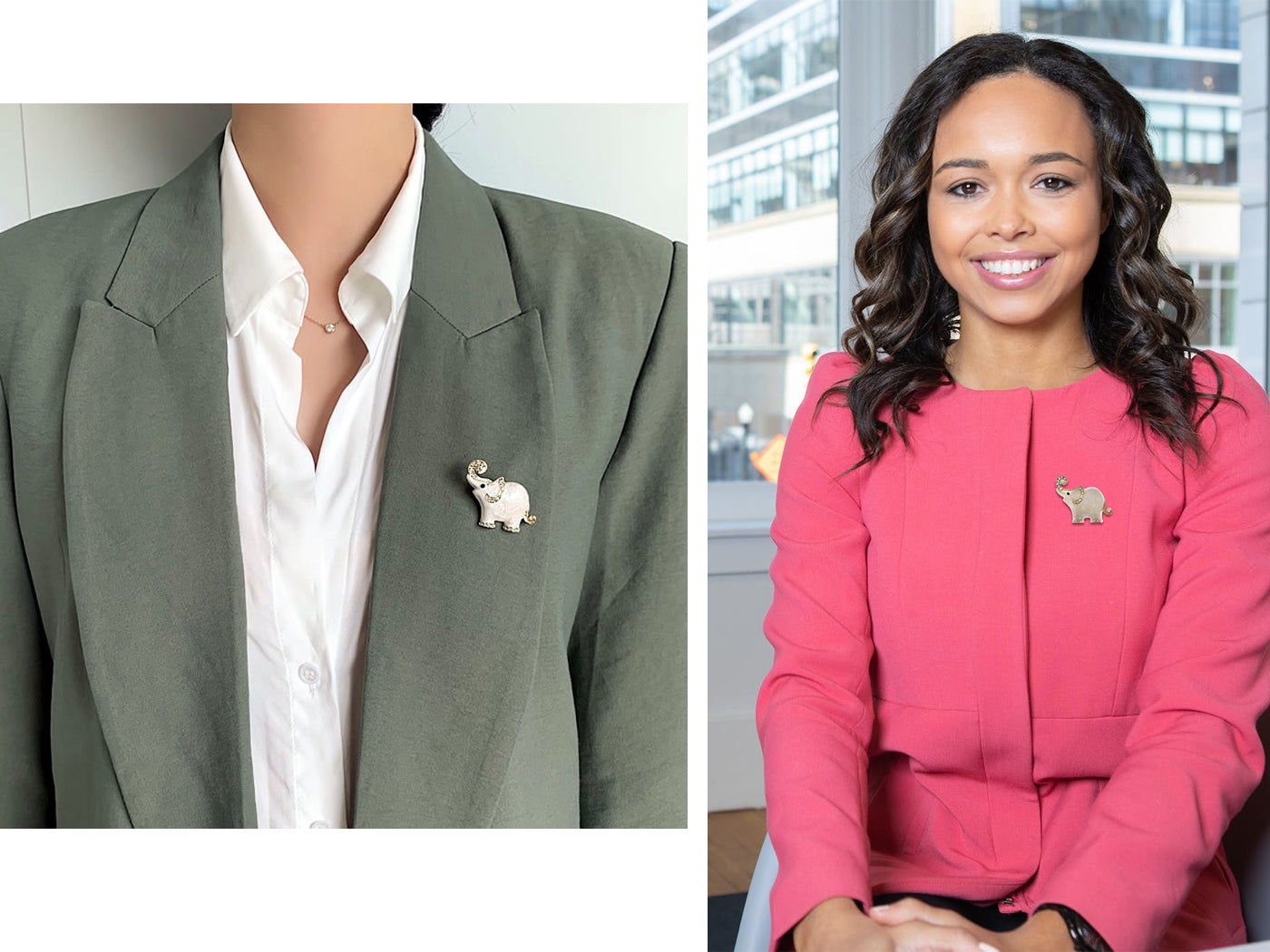 Brown Animal Elephant Trunk Brooch Pin