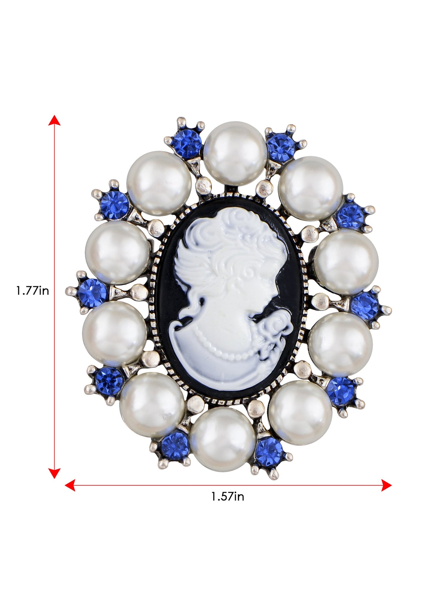 Alilang Victorian Lady Cameo Brooch Pin Faux Pearl Crystal Lapel Pin for Wedding Party