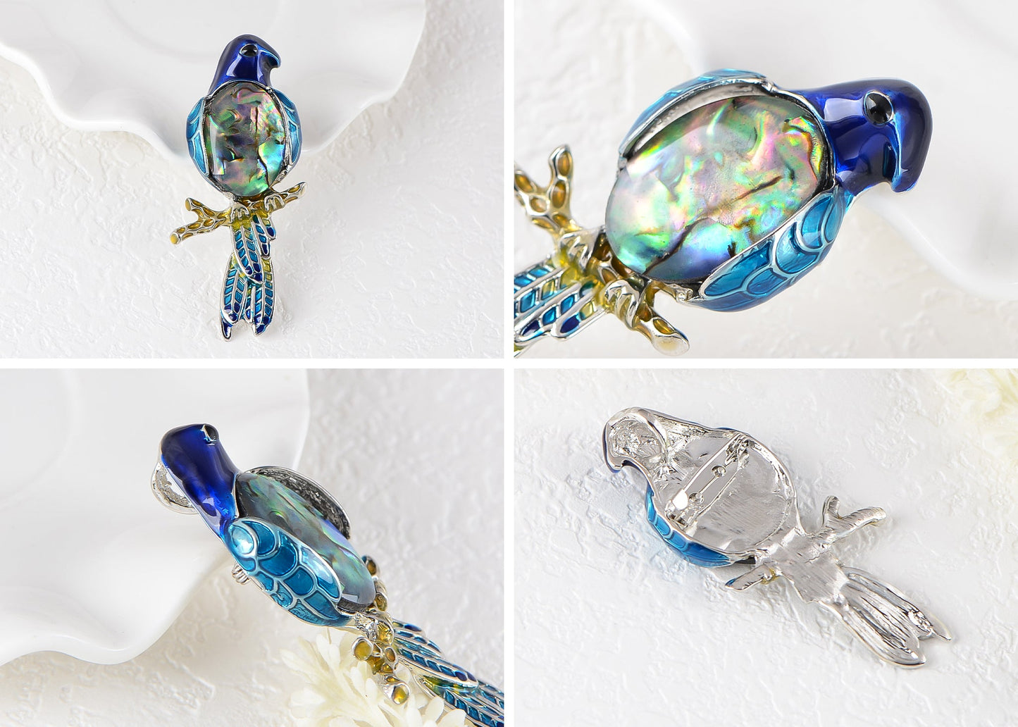 Alilang Multicolored Enamel Large Stones Bird Animal Brooch Pin Pendant Custom Jewelry Gifts for Women Teen Girls