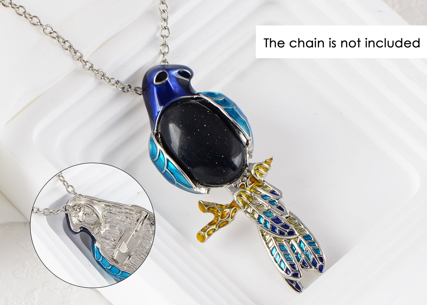 Alilang Multicolored Enamel Large Stones Bird Animal Brooch Pin Pendant Custom Jewelry Gifts for Women Teen Girls