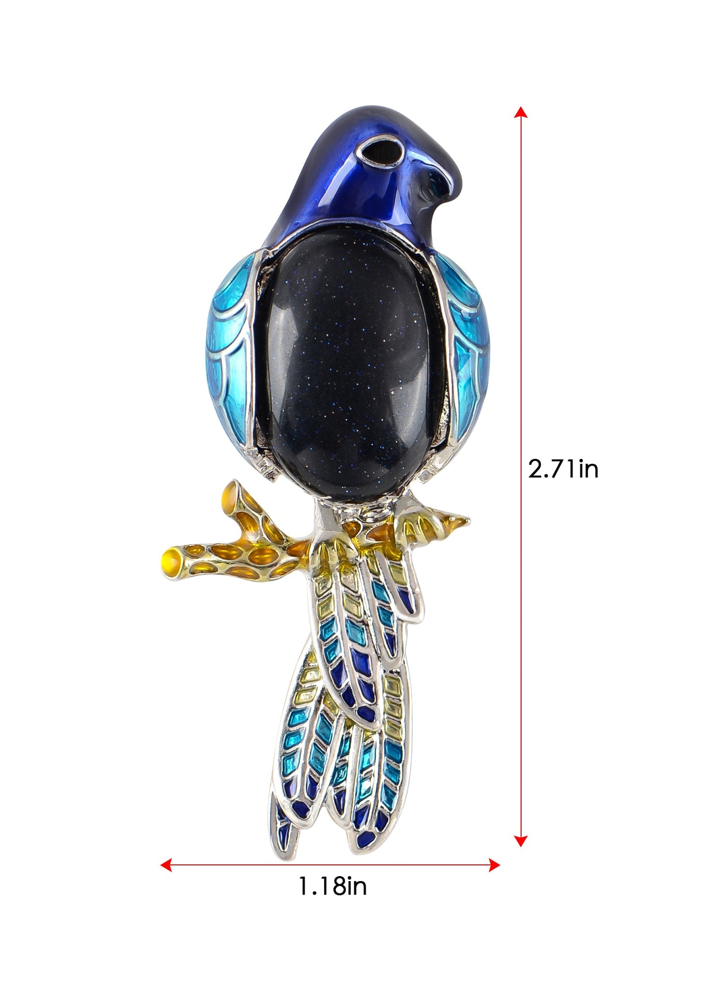 Alilang Multicolored Enamel Large Stones Bird Animal Brooch Pin Pendant Custom Jewelry Gifts for Women Teen Girls
