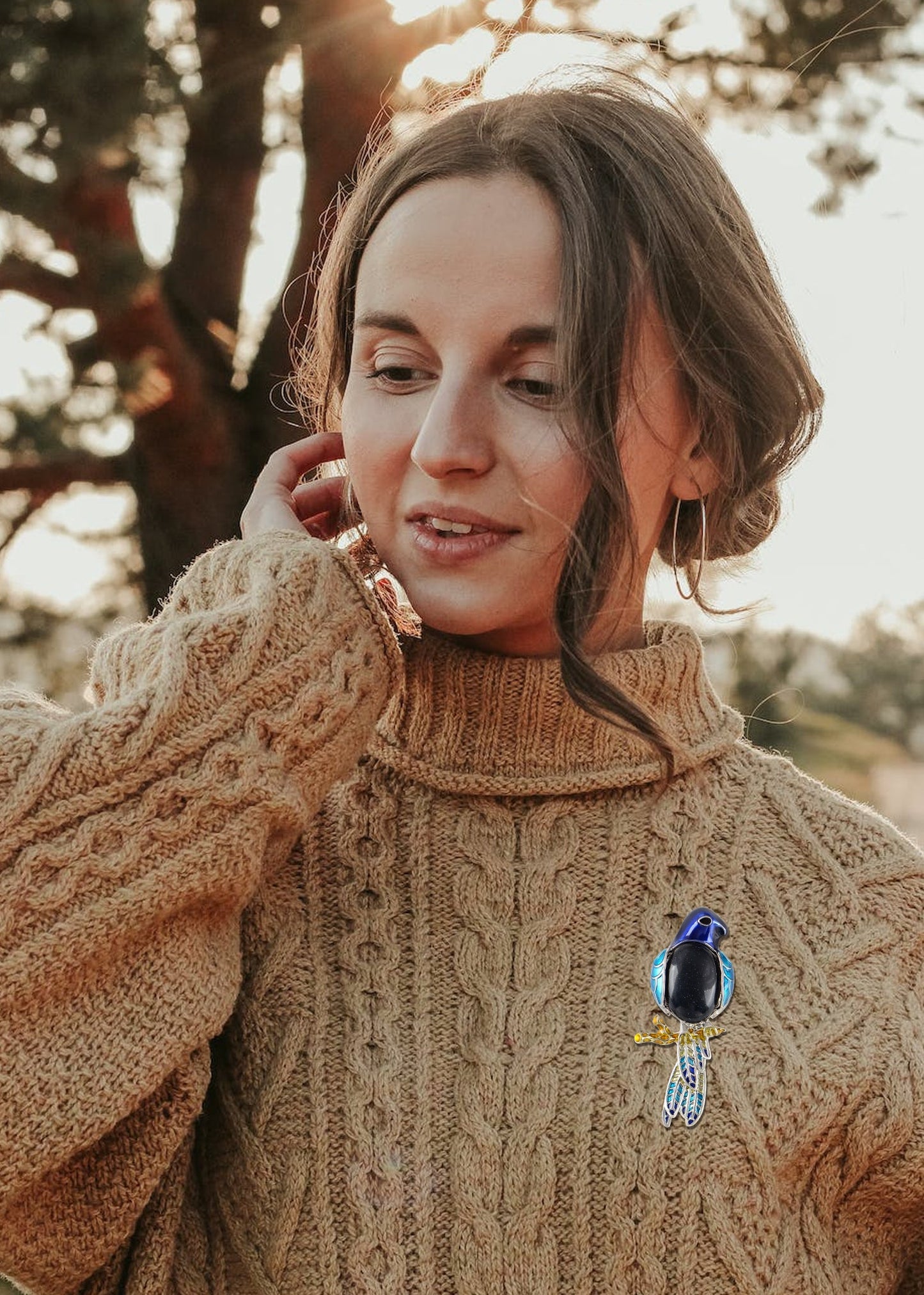Alilang Multicolored Enamel Large Stones Bird Animal Brooch Pin Pendant Custom Jewelry Gifts for Women Teen Girls