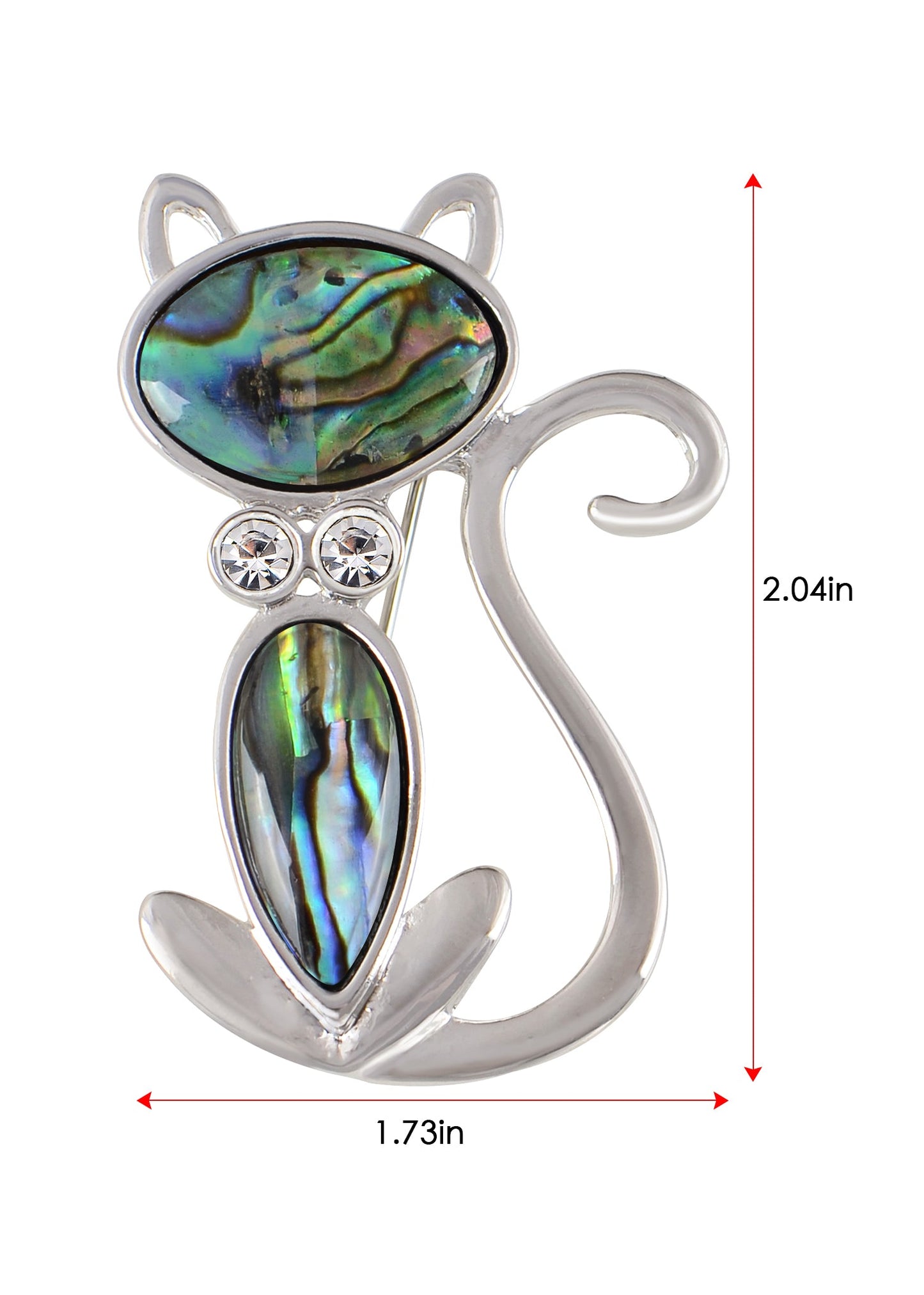 Alilang Vintage Clear Rhinestones Bowknot Abalone Shell Cute Cat Animal Brooch Pin Clothing Bag Accessories