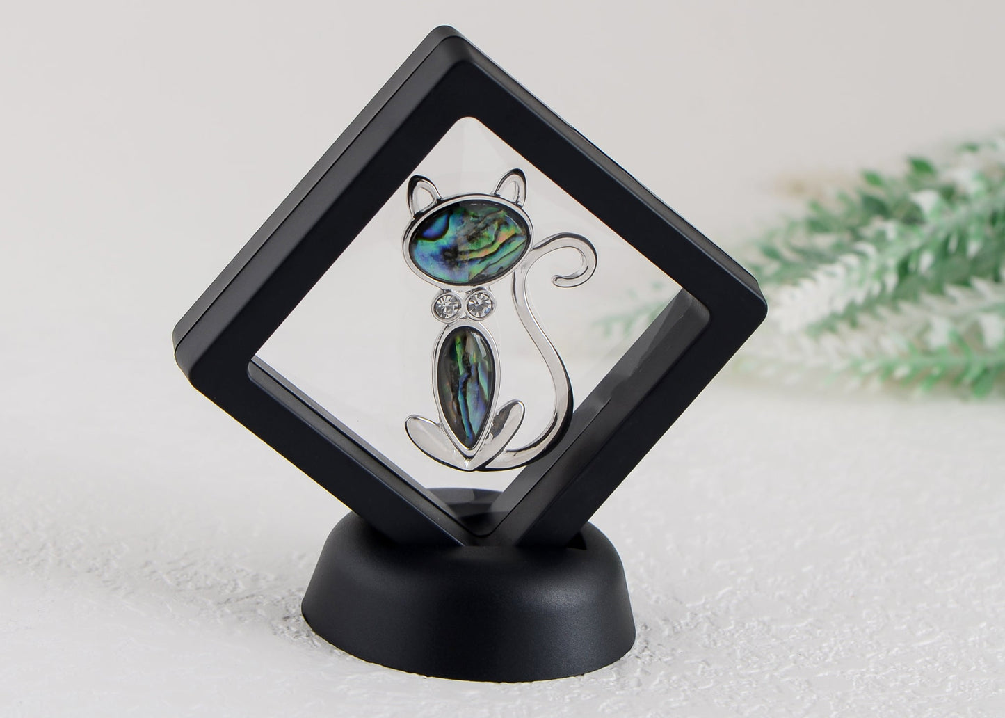 Alilang Vintage Clear Rhinestones Bowknot Abalone Shell Cute Cat Animal Brooch Pin Clothing Bag Accessories