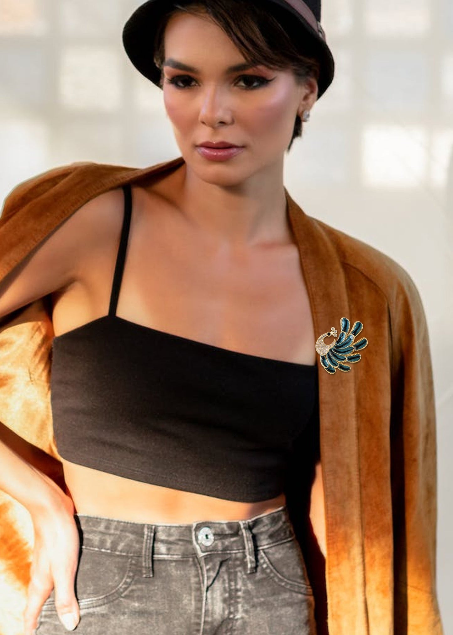 Cartoon Peacock Duck Bird Rose Pink Color Novelty Brooch Pin