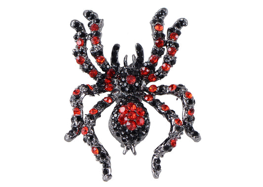 Alilang Black Crystal Rhinestone Spider Brooch Pin Halloween Decoration and Cosplay Accessory Jewelry
