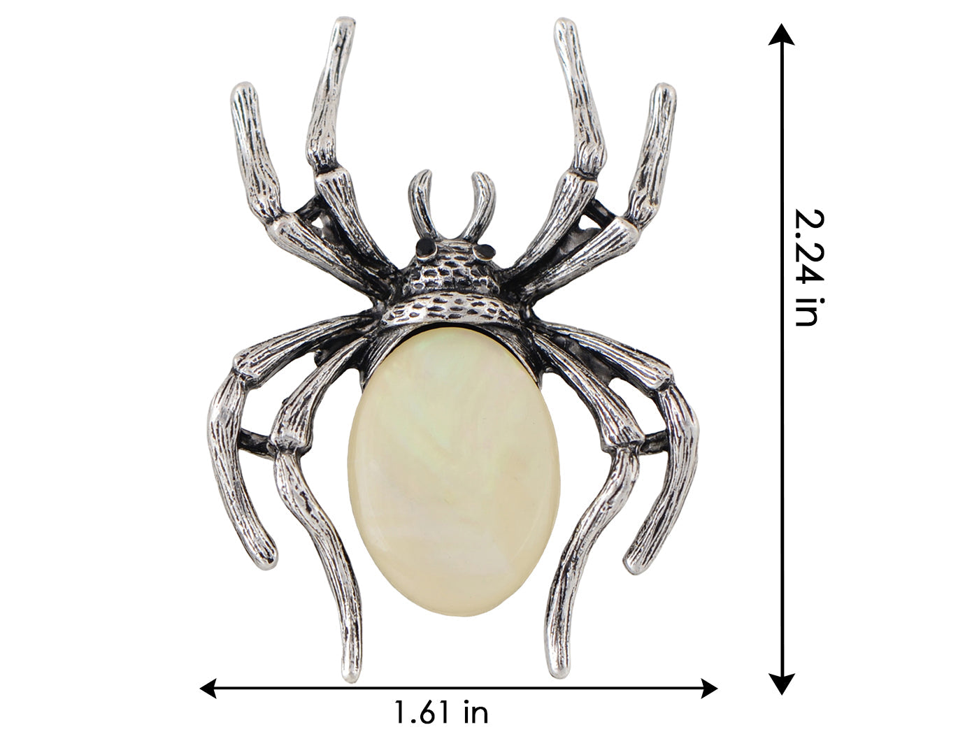 Antique Silvery Tone Abalone Shell Stone Spider Brooch Lapel Pins Pendant Halloween Jewelry