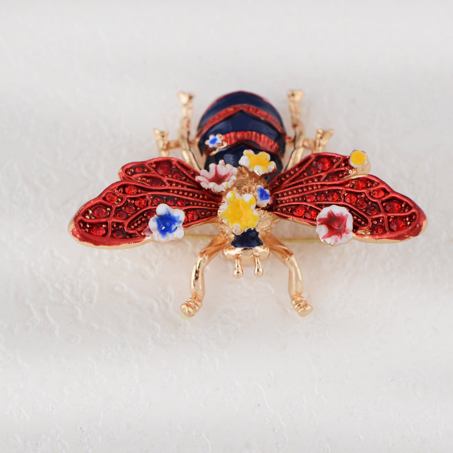 Crystal Rhinestone Bee Crystal Rhinestone Brooch Pin - Elegant Enamel Insect Flower Jewelry for Women & Men