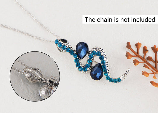 Crystal Rhinestone Snake Brooch Necklace for Halloween and Cosplay