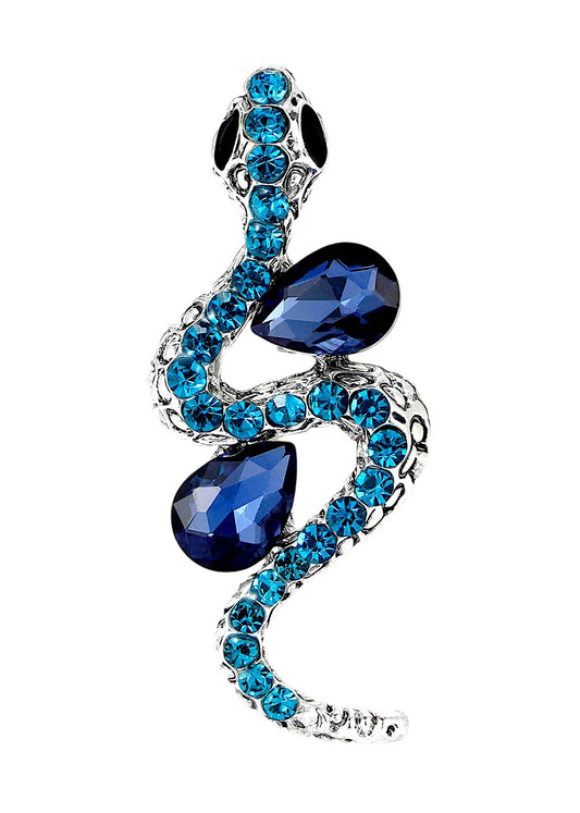 Crystal Rhinestone Snake Brooch Necklace for Halloween and Cosplay