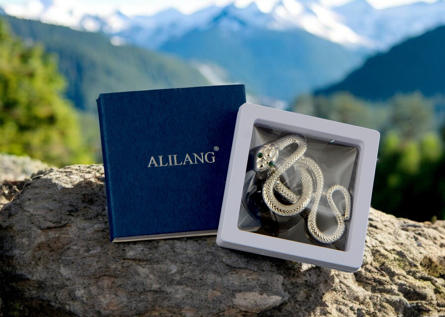 Crystal Rhinestone Snake Brooch Necklace for Halloween and Cosplay