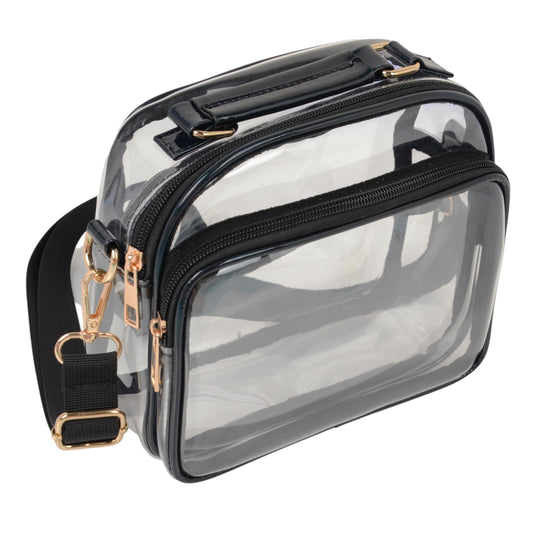 Trendy Clear Transparent Women's Shoulder Bag with Iridescent Trim