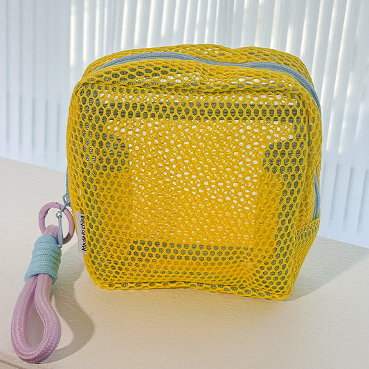 Mesh Cosmetic Bag with Wrist Strap-Small Travel Organizer Pouch