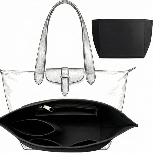 Tote Bag Organizer Insert with Structured Panels and Interior Pocket