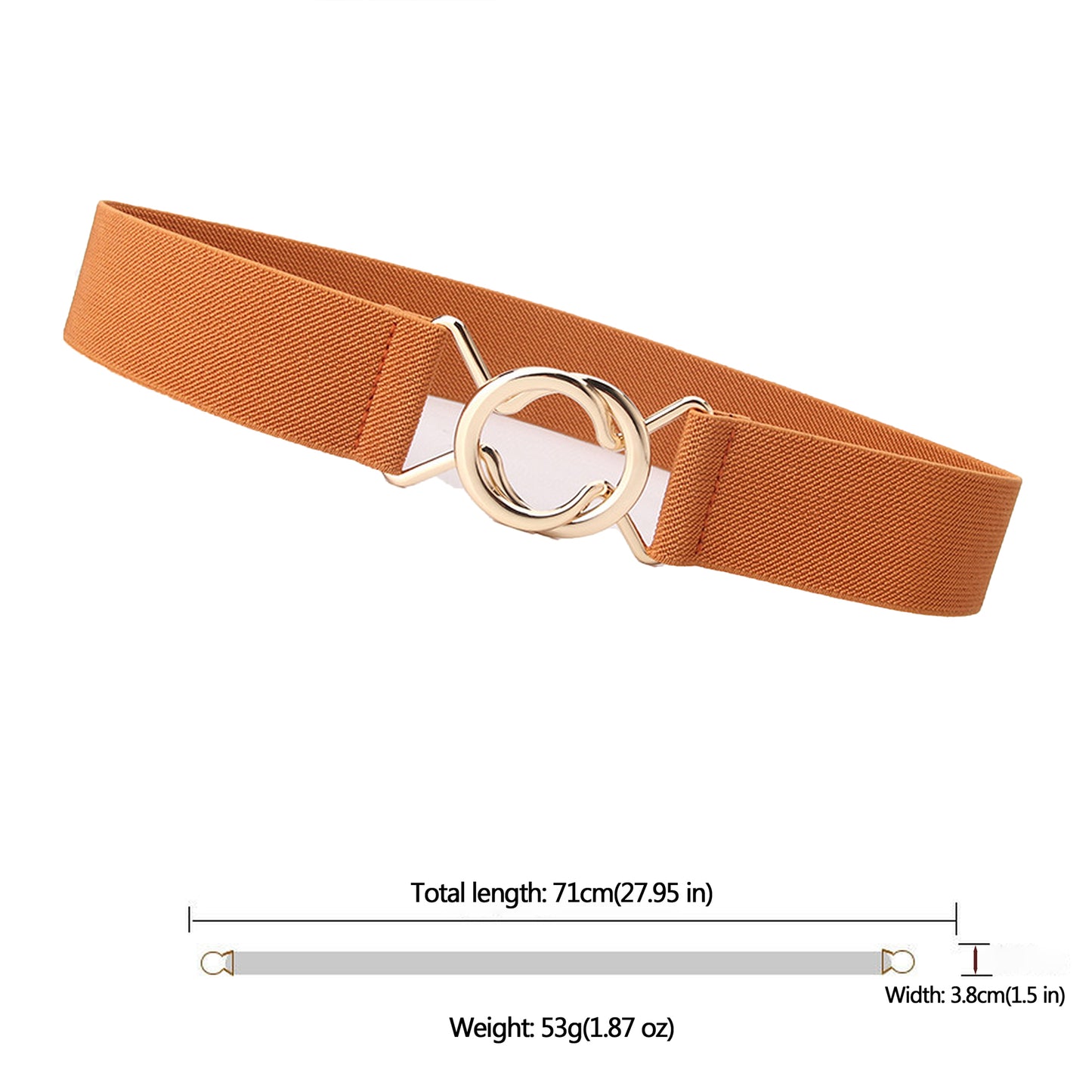Stylish Elastic Waist Belt with Golden O - Ring Buckle