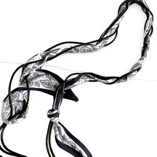 Slim Rope Belt with Wood Bead Tassel Ends and Adjustable Knot Design 51in