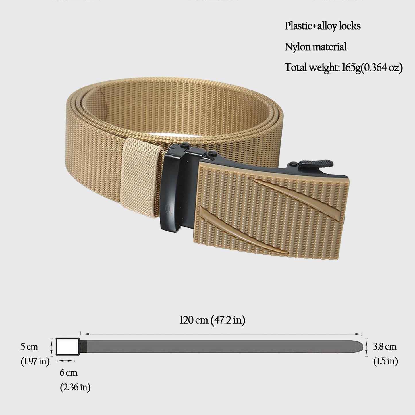Nylon Tactical Belt with Plastic-Alloy Buckle Heavy-Duty Outdoor & Casual Belt