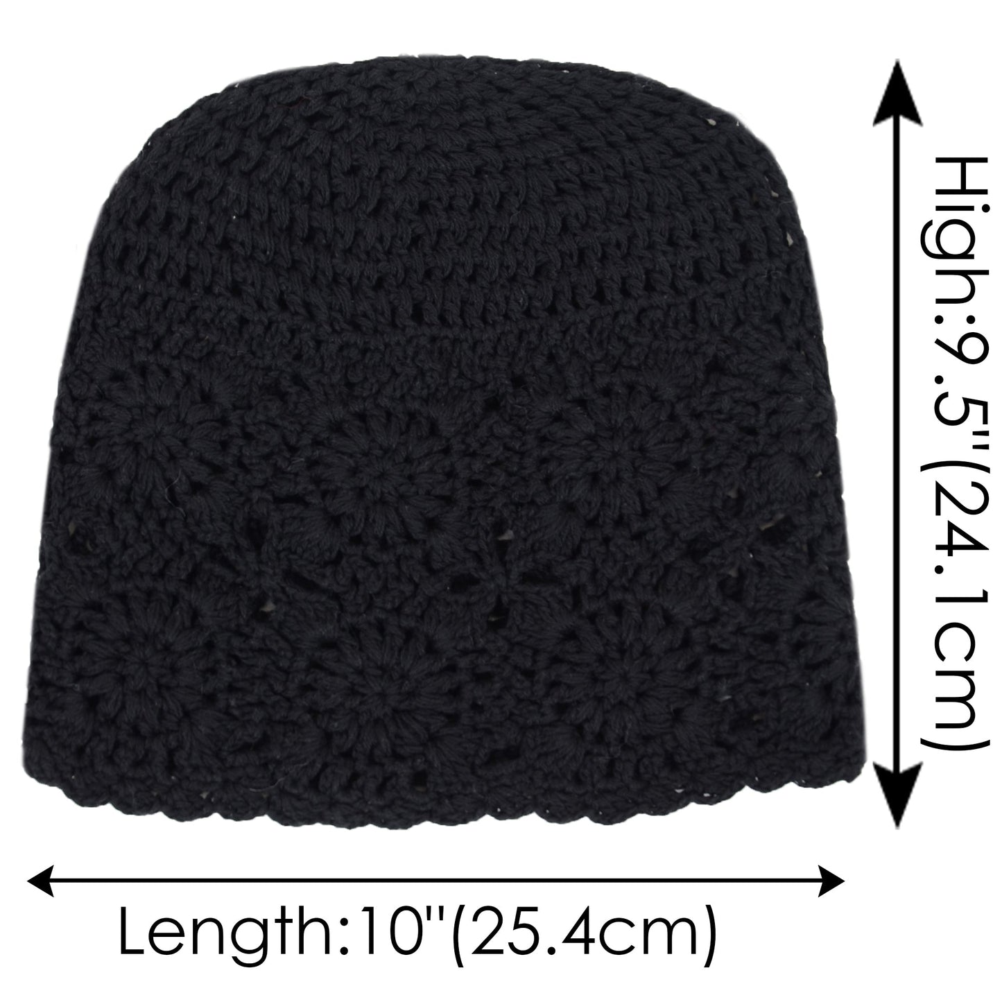 Crochet Floral Slouchy Beanie Hat Lightweight Handmade Knit Cutout Skull Cap for Women