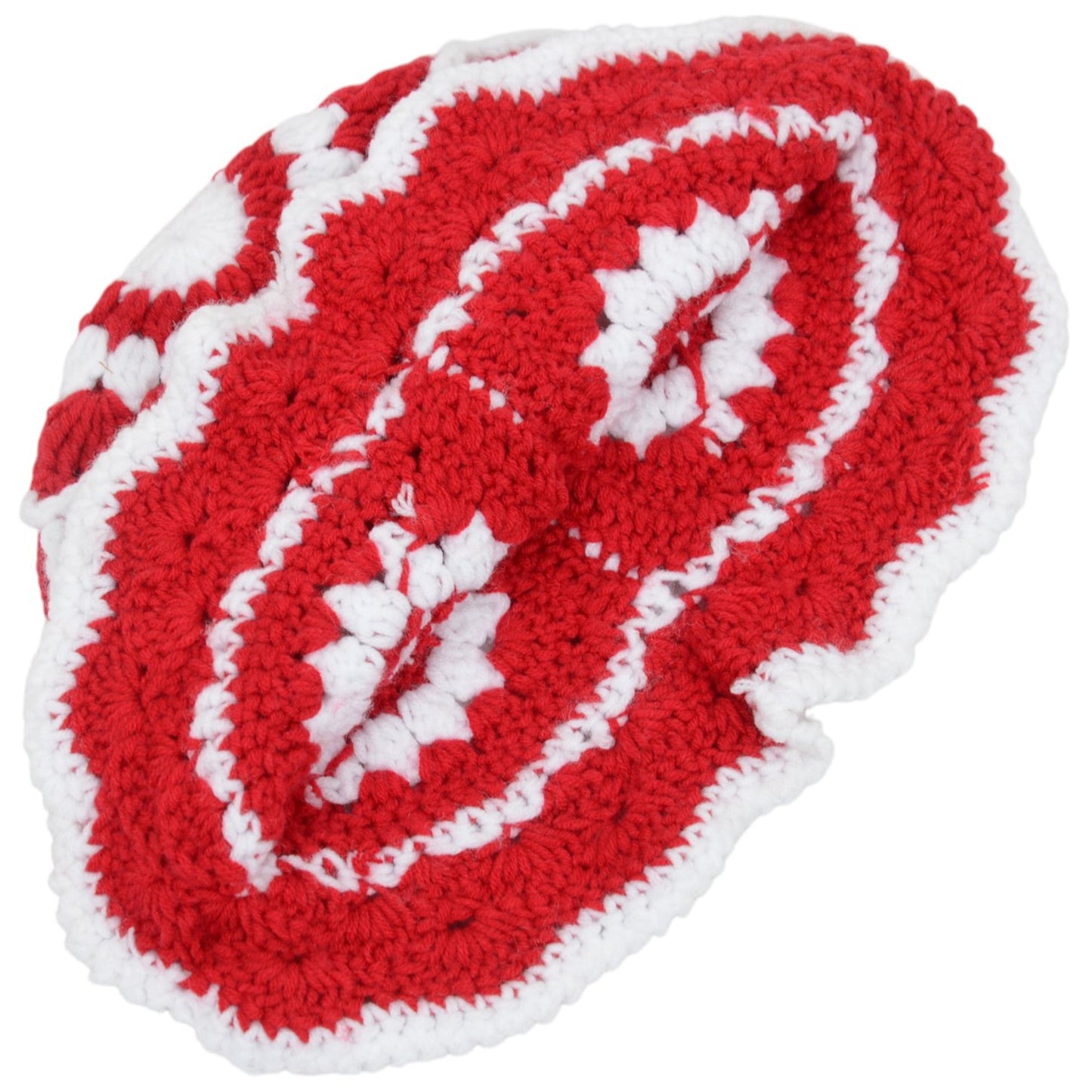 Crochet Bucket Hat Retro Sunburst Pattern Knit Handmade Foldable Floppy Beach Hat