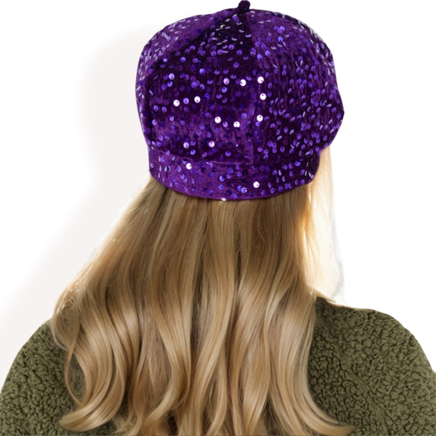 Sequin Velvet Beret with Sparkling Embellishments and Comfortable Satin-Lined Interior