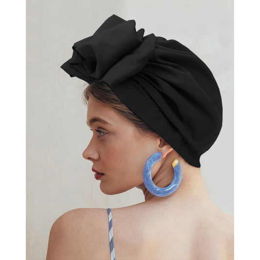 Vintage Turban Headwrap with Large Bow Elegant Soft Stretch Headscarf for Women