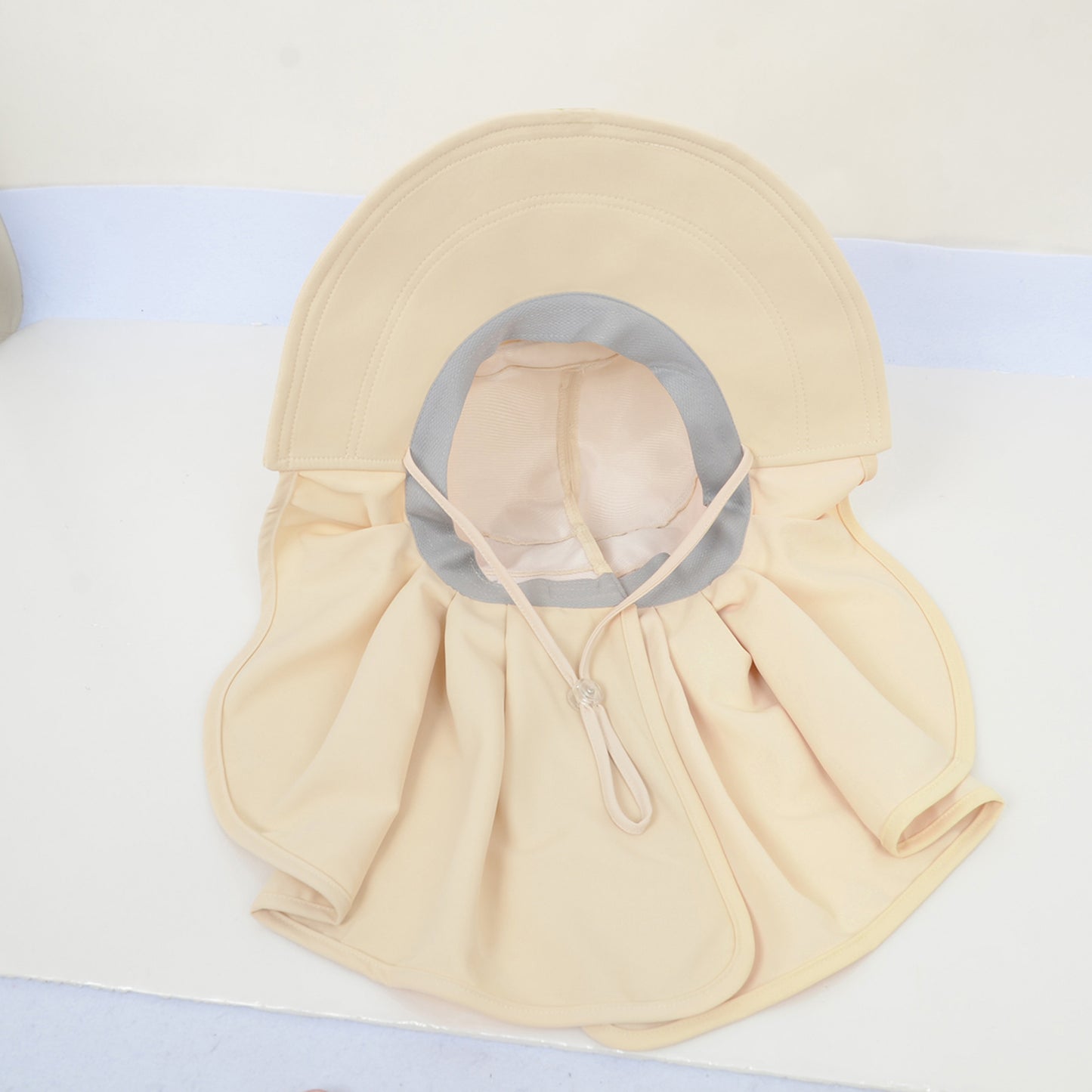 Womens Wide Brim Sun Hat UV Protection Flap Design with Back Bow Detail and Adjustable Chin Strap