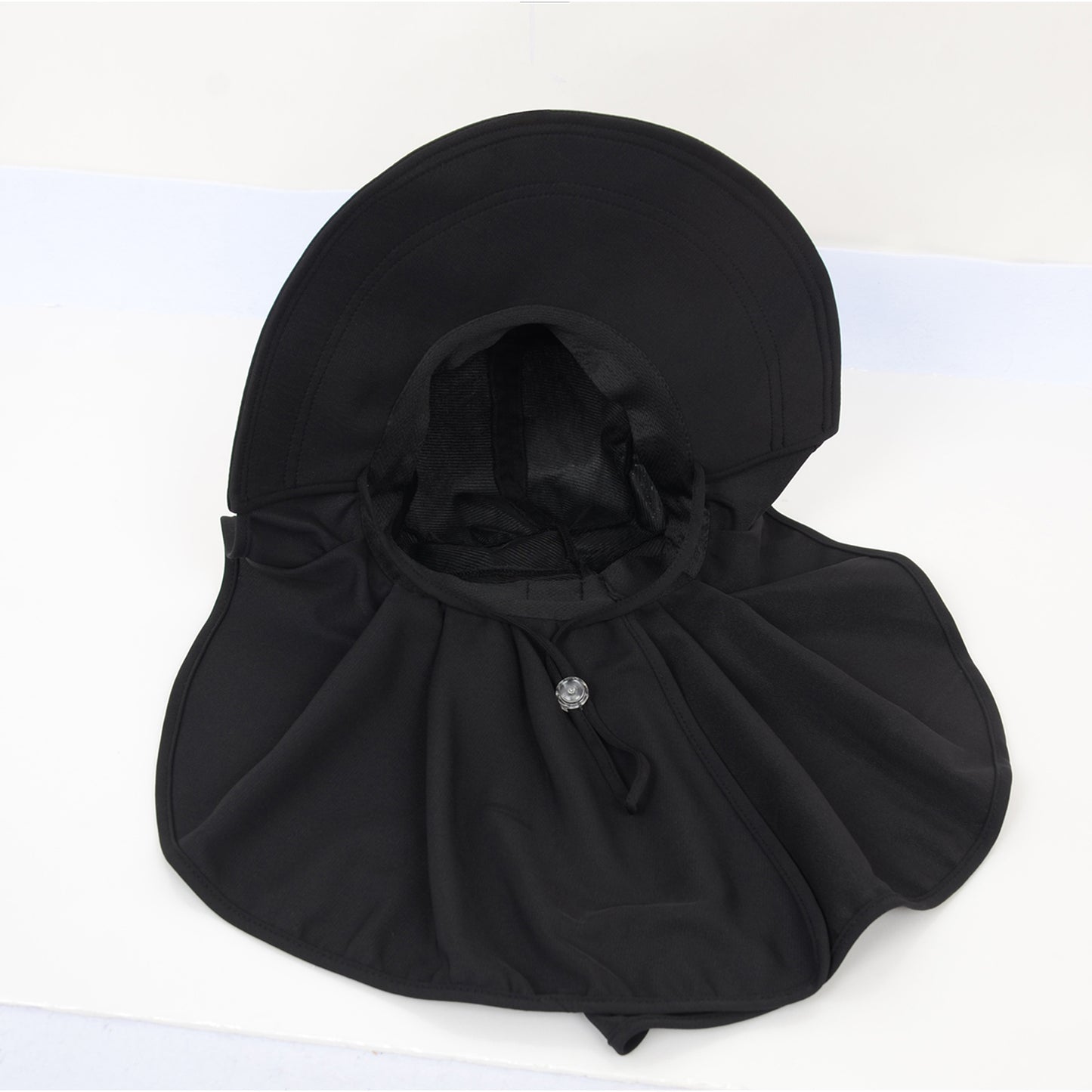 Womens Wide Brim Sun Hat UV Protection Flap Design with Back Bow Detail and Adjustable Chin Strap