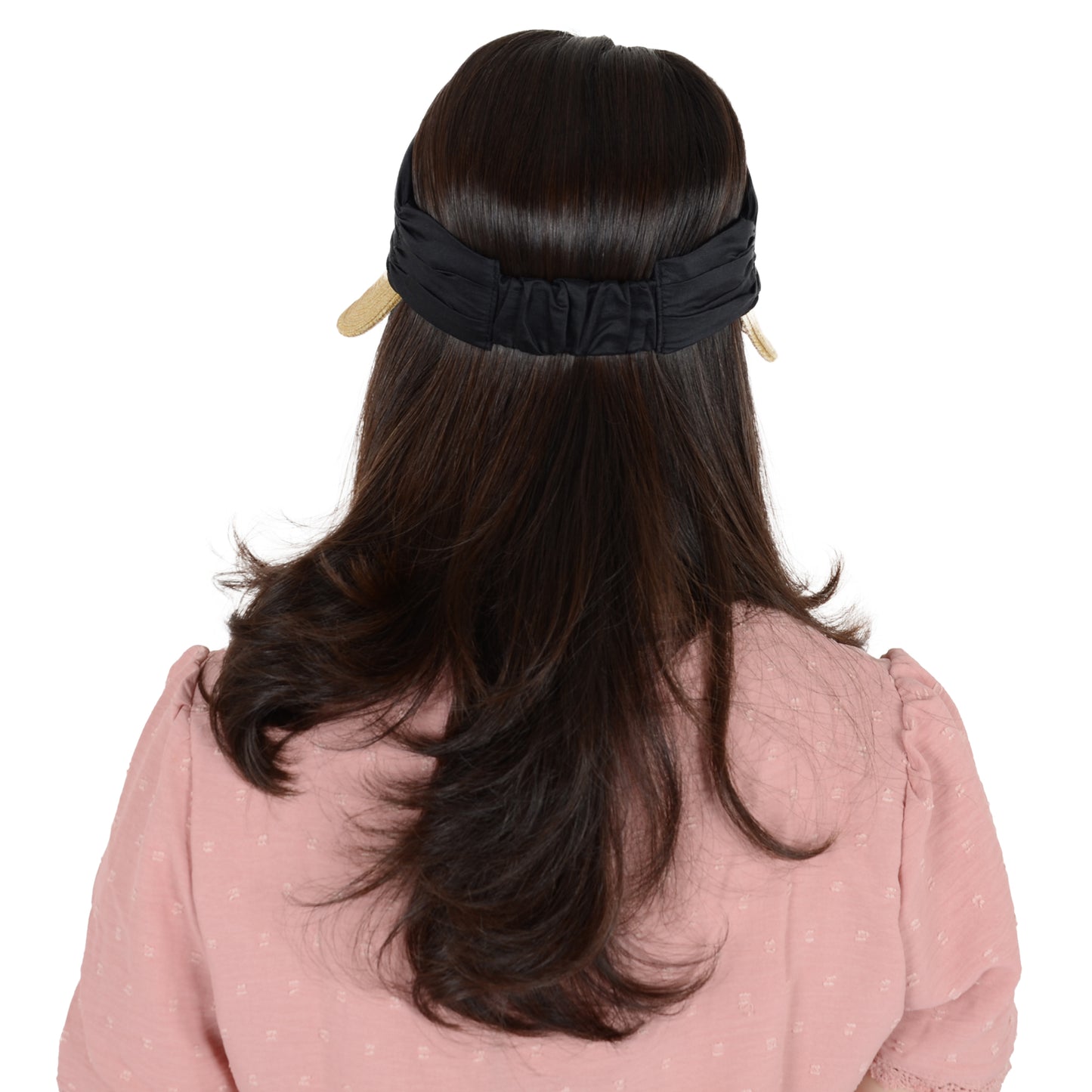 Womens Straw Sun Visor Wide Brim Adjustable Elastic Band Lightweight Summer Hat