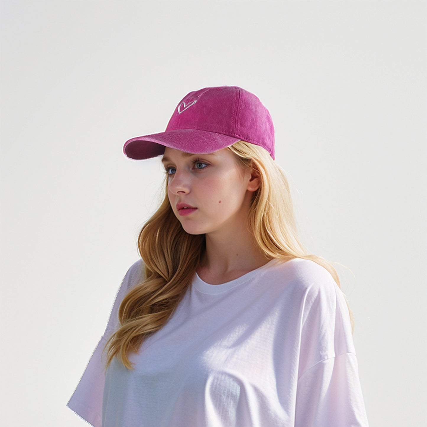 Women's Heart Embroidered Baseball Cap Low Bun Soft Cotton Trucker Hat