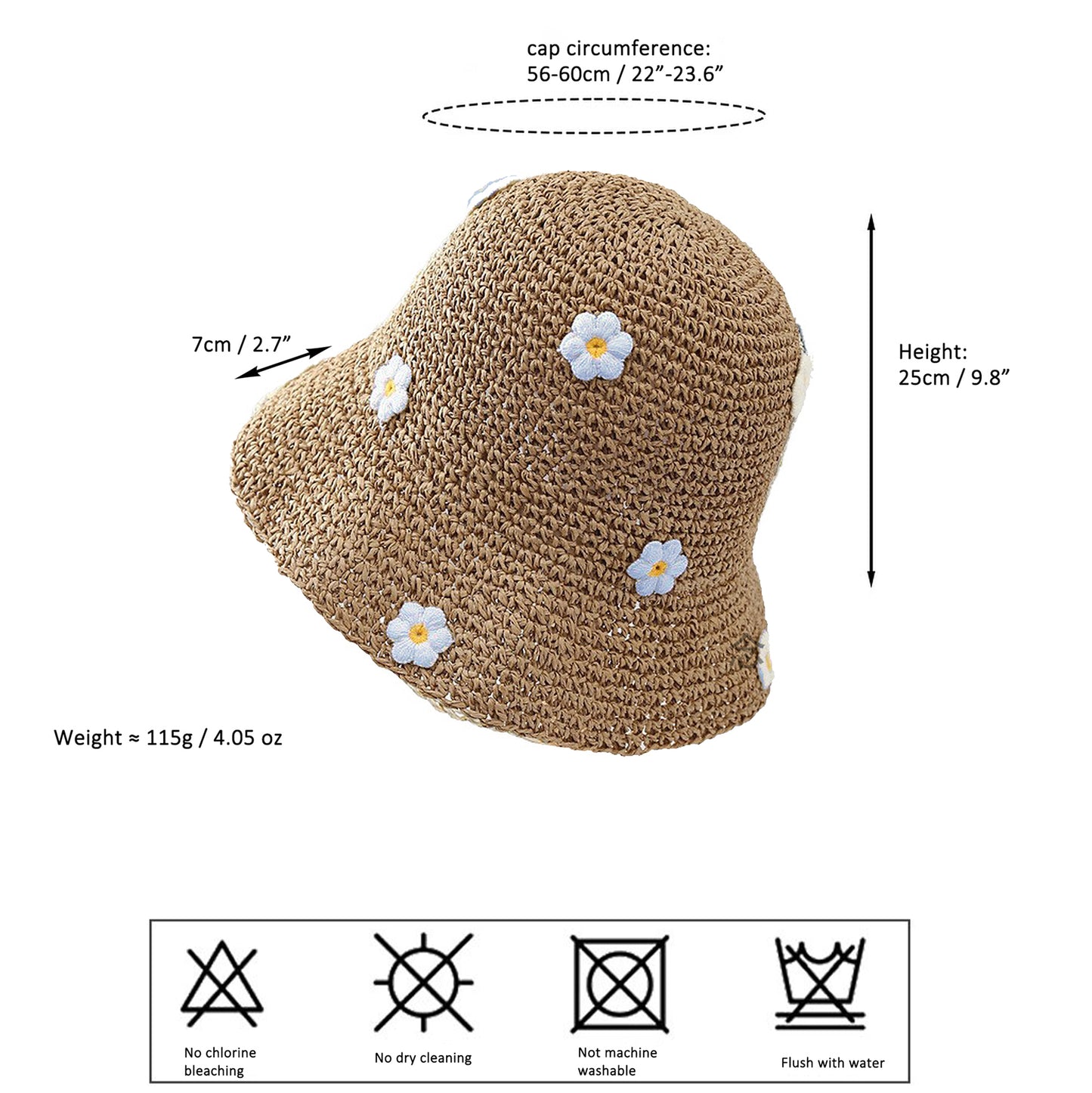 Women's Bucket Hats Flower Crochet Pattern Papyrus Fisherman Cap