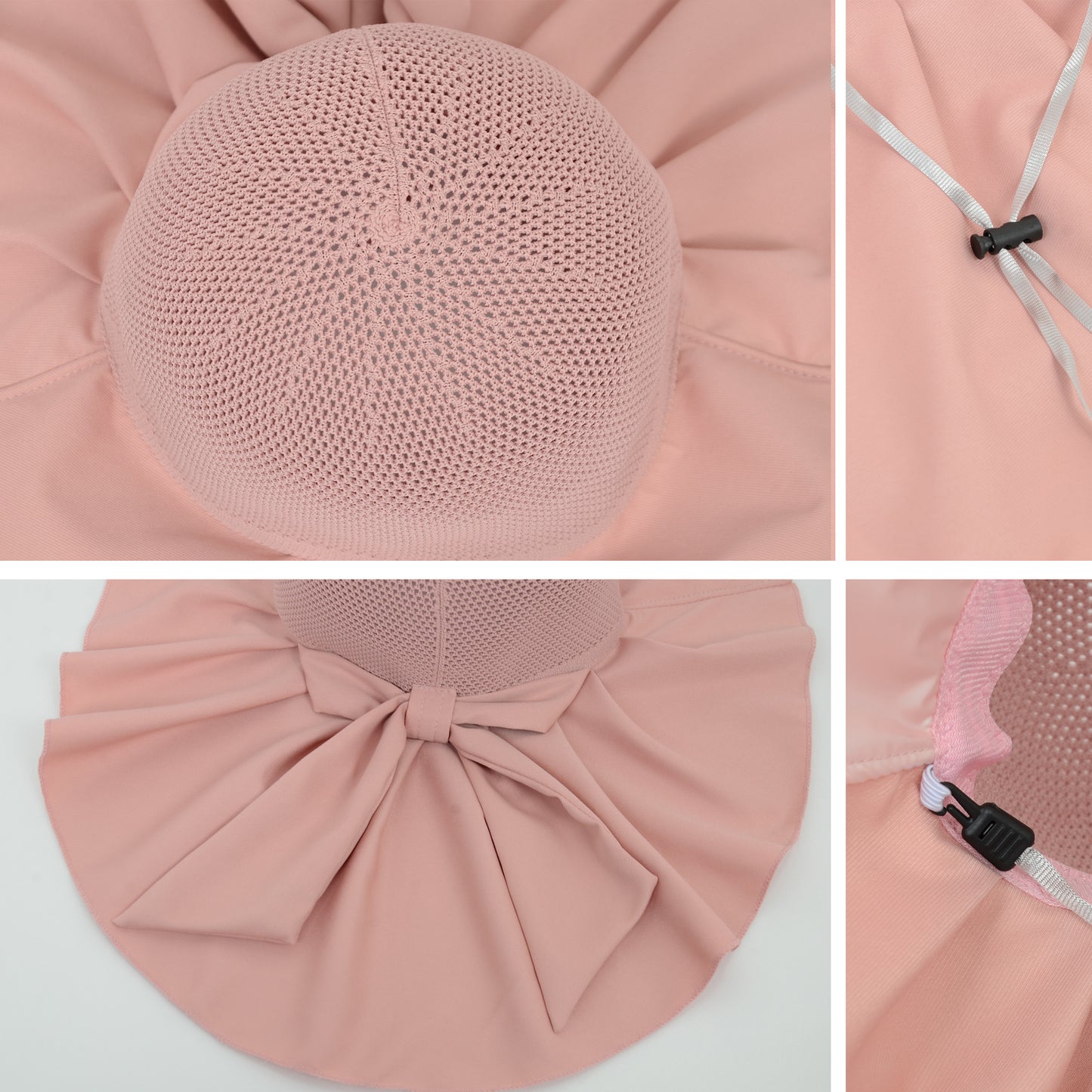 Womens Mesh Panel Wide Brim Sun Hat with Back Flap UV Protection and Tie Detail for Outdoor Activities