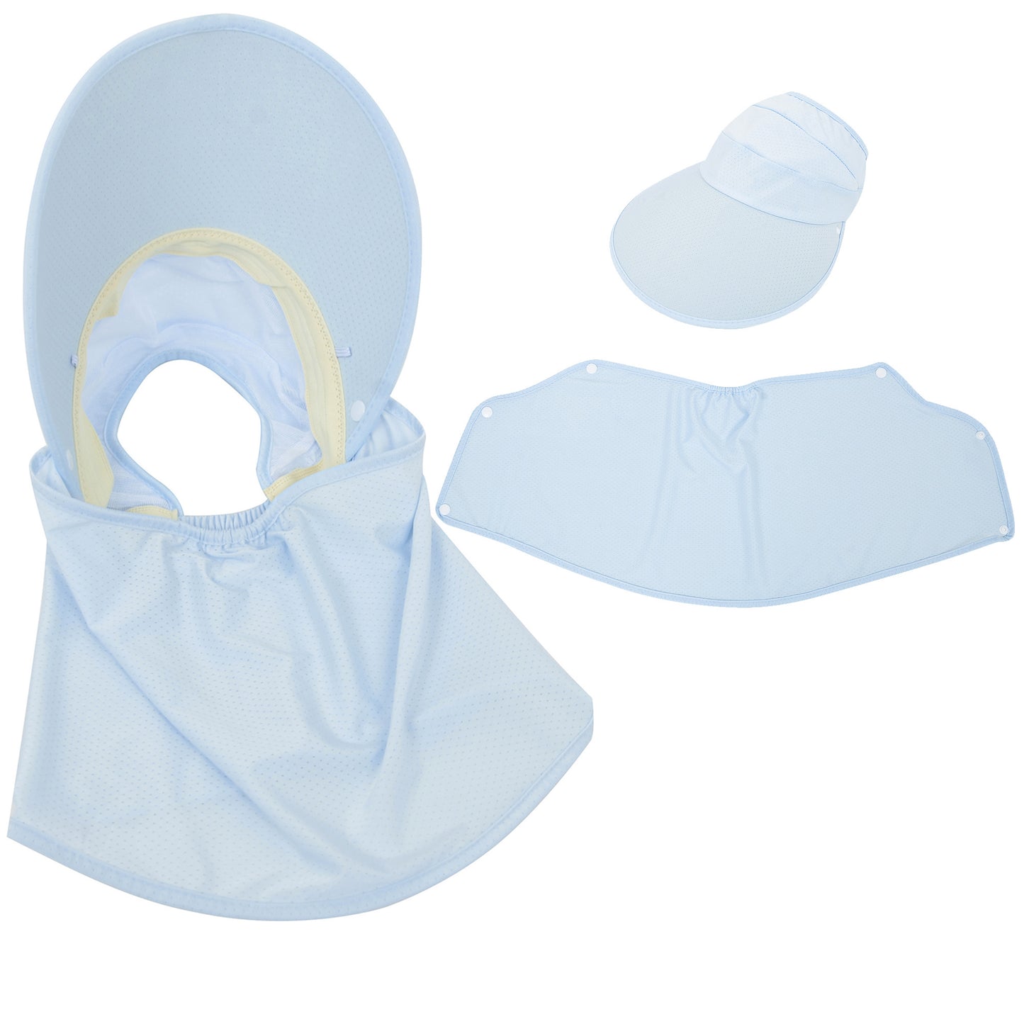 Womens Detachable Face Cover Sun Visor Cap UV Protection Mesh Panel Design with Extra Wide Brim