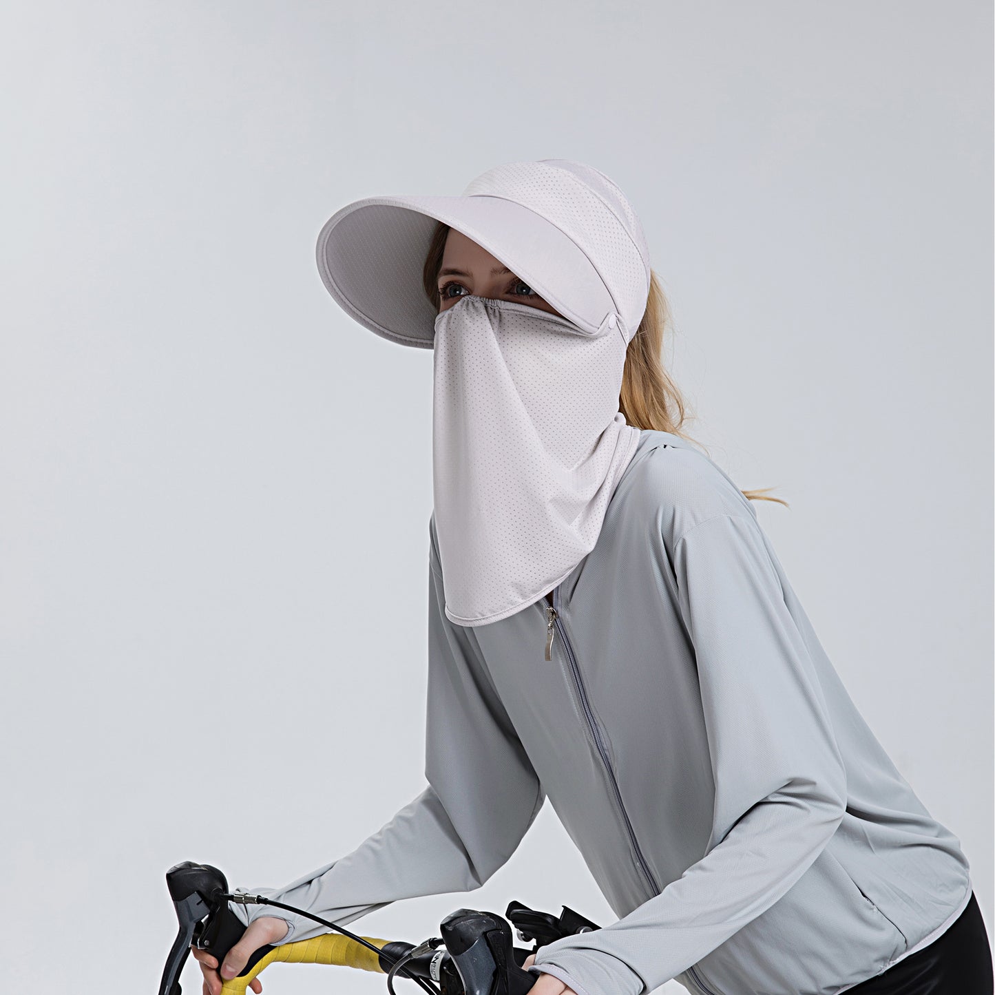 Womens Detachable Face Cover Sun Visor Cap UV Protection Mesh Panel Design with Extra Wide Brim